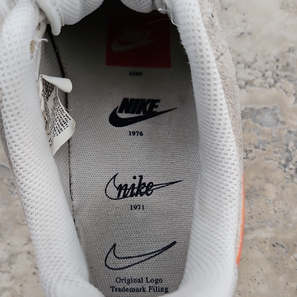 Nike Women's Air Force 1 First Use 50th Anniv. White/Orange Athletic Shoes - Picture 6 of 8